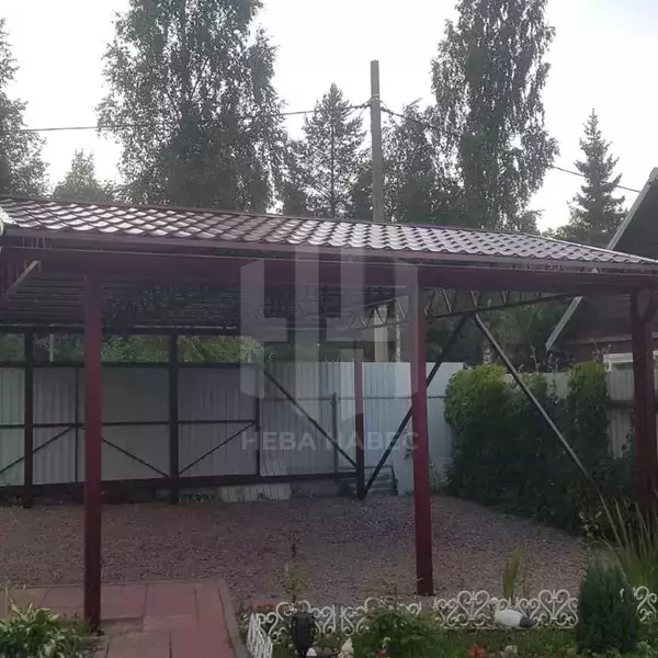 навес для авто, кровля из металлочерепицы